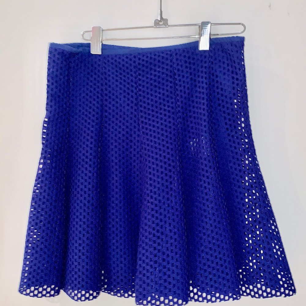 SANDRO Paris Blue JACKPOT Fishnet Skater Skirt size M